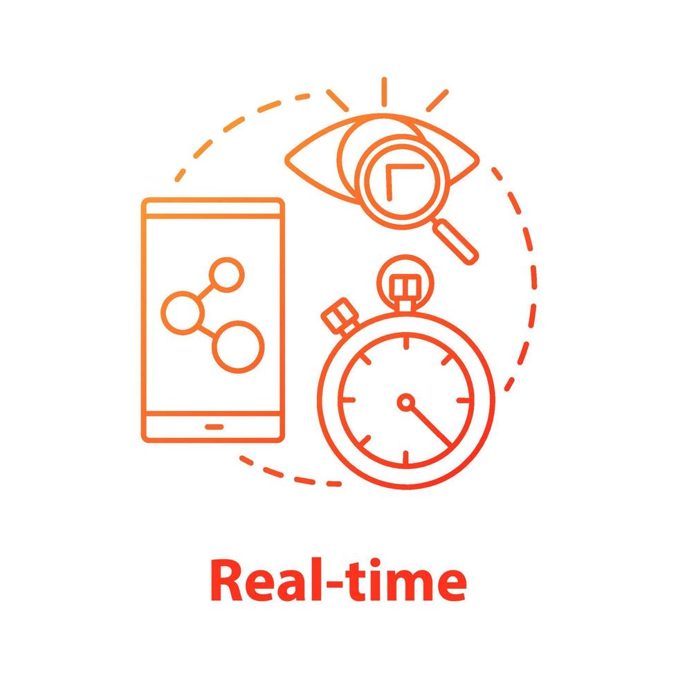 realtidskonceptikon. mjukvaruutveckling verktyg idé tunn linje illustration. programmering och kodning av mobila enheter. applikationshantering och optimering. vektor isolerade konturritning