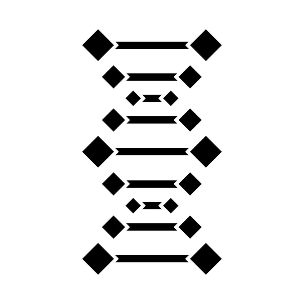 DNA-Ketten-Glyphe-Symbol. Desoxyribonukleinsäure, Nukleinsäurehelix. Chromosom. Molekularbiologie. genetischer Code. Genom. Genetik. Medizin. Silhouette-Symbol. negativen Raum. isolierte Vektorgrafik vektor