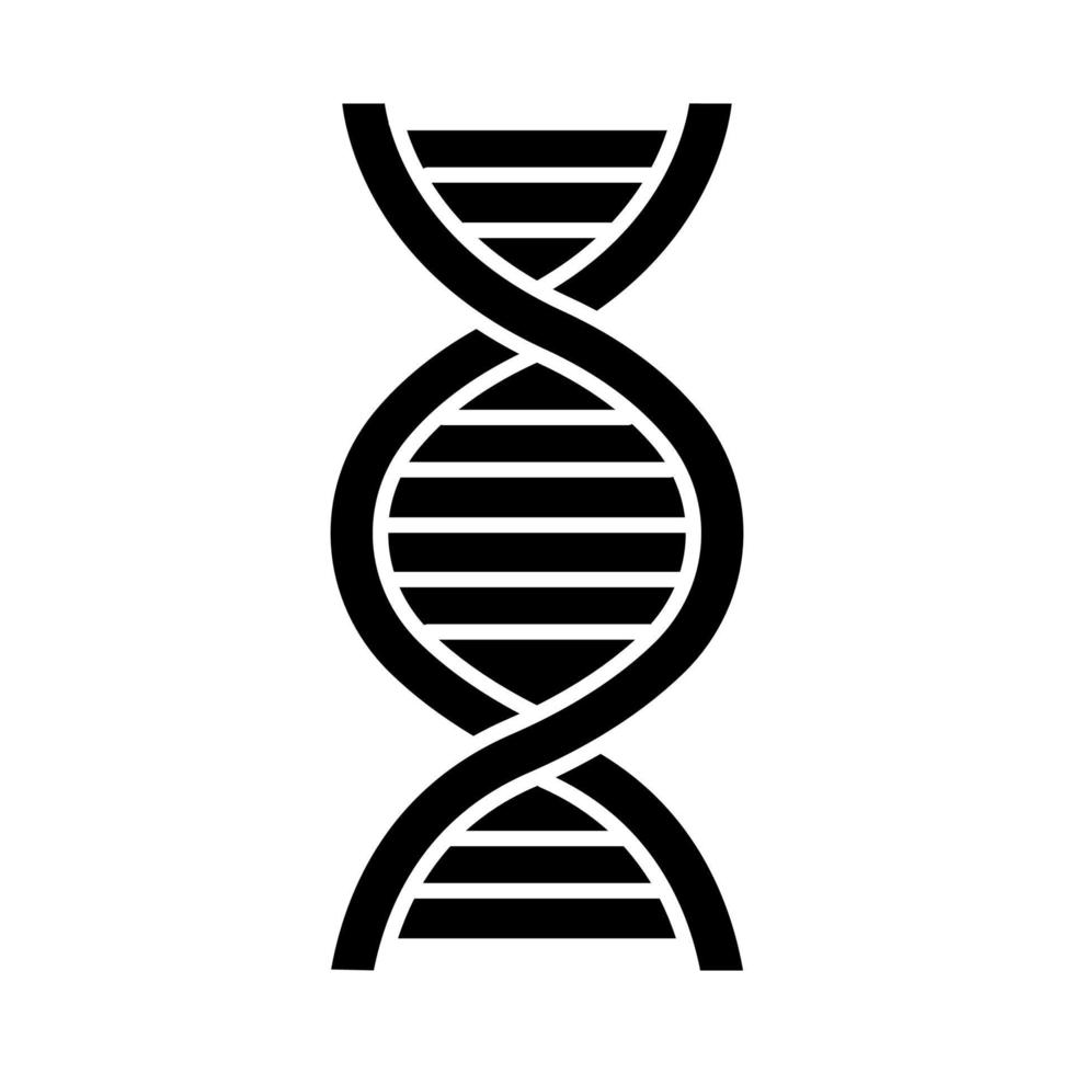 DNA-Helix-Glyphe-Symbol. Desoxyribonukleinsäure, Nukleinsäure. spiralförmige Stränge. Chromosom. Molekularbiologie. genetischer Code. Genom. Genetik. Silhouette-Symbol. negativen Raum. isolierte Vektorgrafik vektor