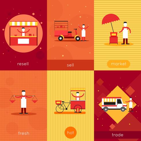 Streetfood-Mini-Poster-Set vektor