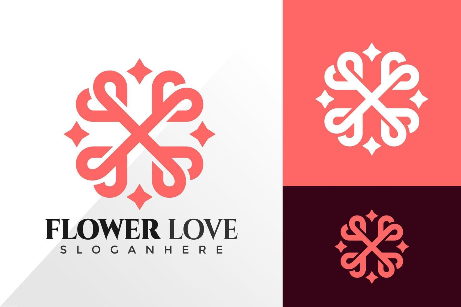 blomma kärlek logotyp design vektor mall