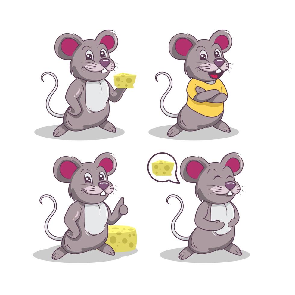 uppsättning av grupp söt mus maskot logotyp design vektor