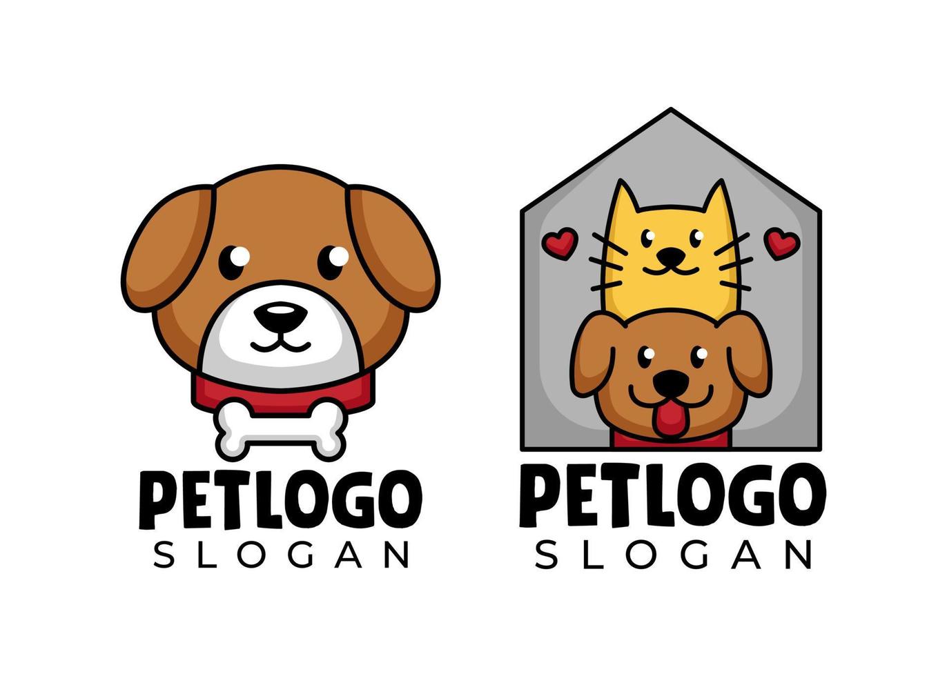 sällskapsdjur katt och hund djur logotyp design vektor