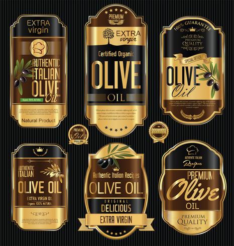 Retro-Label-Sammlung von Olivenöl vektor