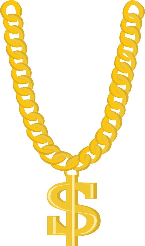 thug life gangsta bling kedja. guld dollar symbol på gyllene kedja vektor hip hop rap stil halsband. amerikanska pengar och finansiell lyx illustration isolerade platt vektor.