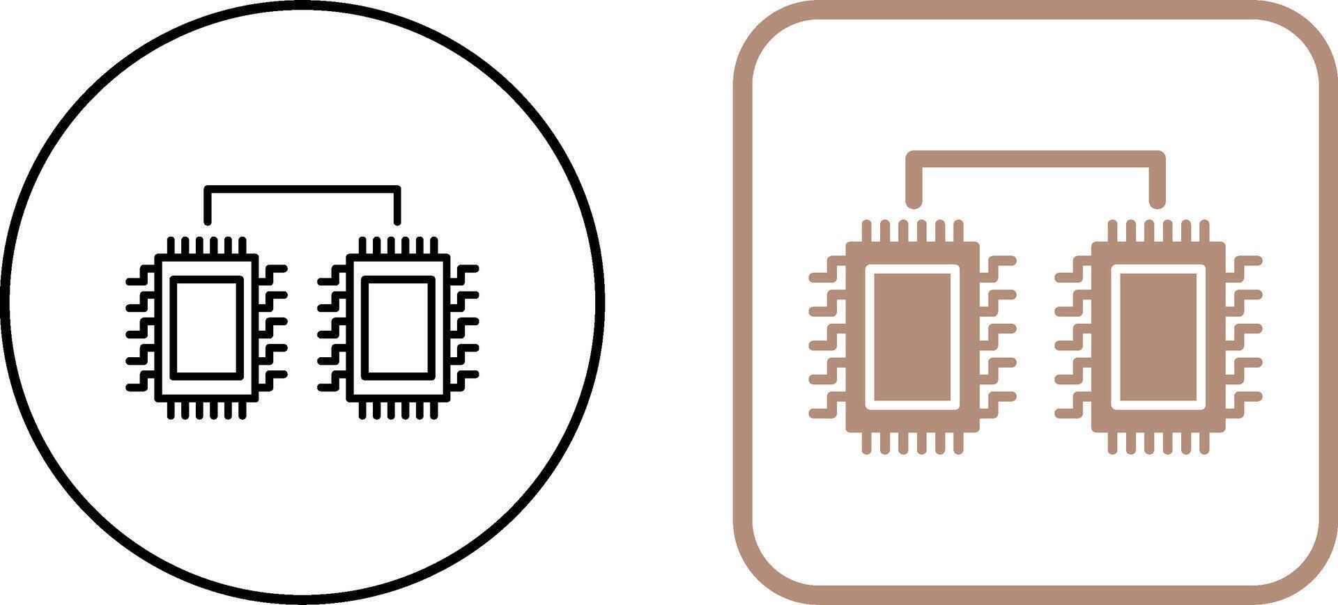 Prozessoren in Verbindung gebracht Symbol Design vektor