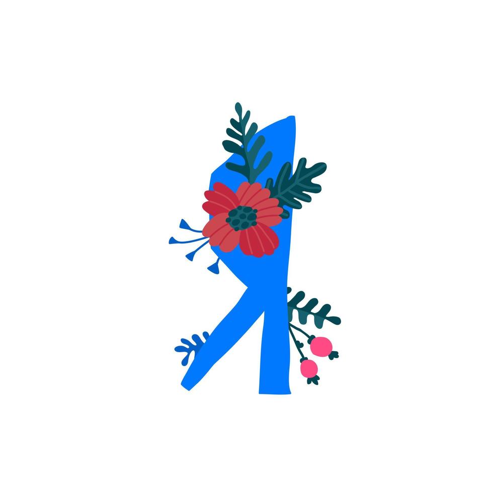 bokstaven i det ryska alfabetet. vektor. slavisk kyrillisk typsnitt. vackra färgbokstäver i växter och blommor. botanik och blomsterbruk. dekorativ logotyp. vektor