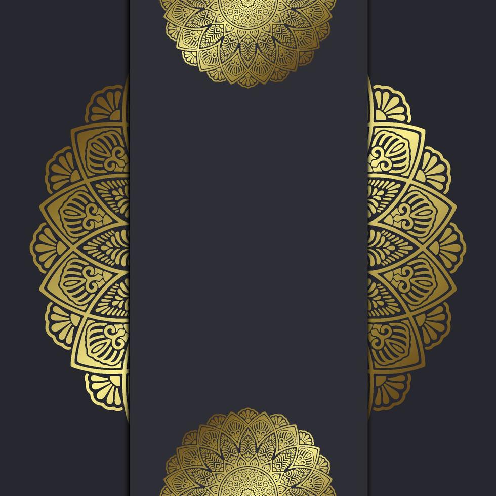 Luxus-Goldmandala-verzierter Hintergrund für Hochzeitseinladung, Bucheinband mit Mandala-Element-Stil vektor