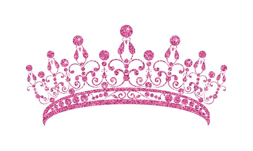 Glittrande Diadem. Rosa tiara isolerad på vit bakgrund. vektor