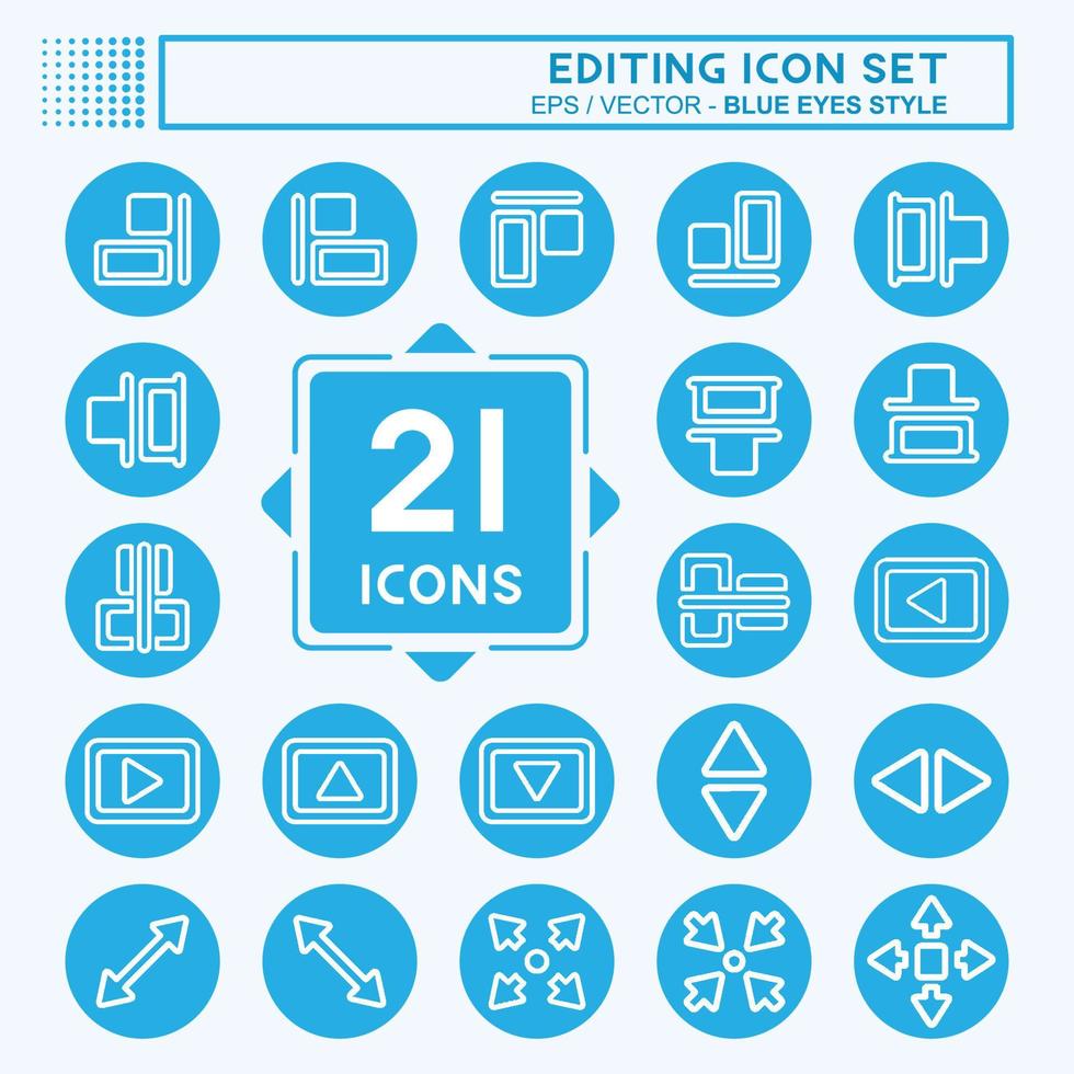 Icon-Set-Bearbeitung - blaue Augen, einfache Illustration, bearbeitbarer Strich vektor