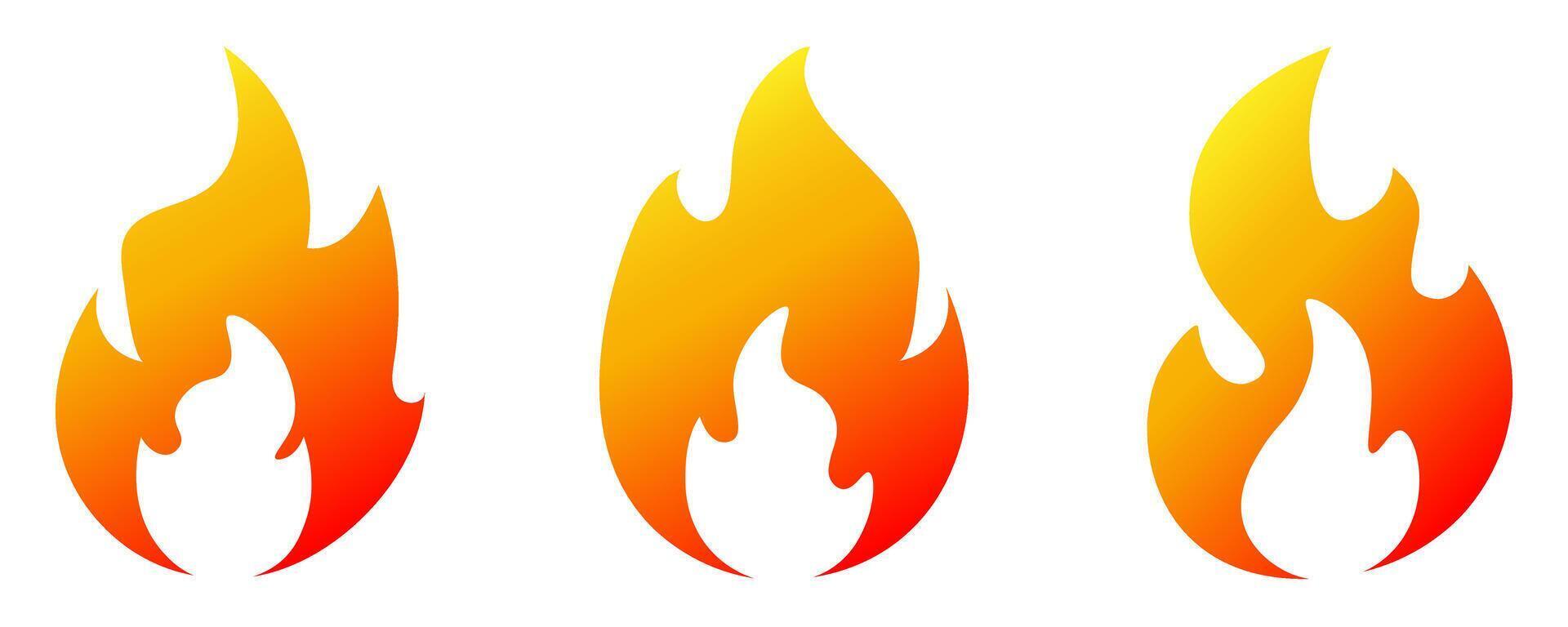 einstellen von drei einzigartig Feuer Flammen isoliert auf transparent Hintergrund. olympisch Spiele Elemente. Illustration. Illustration vektor