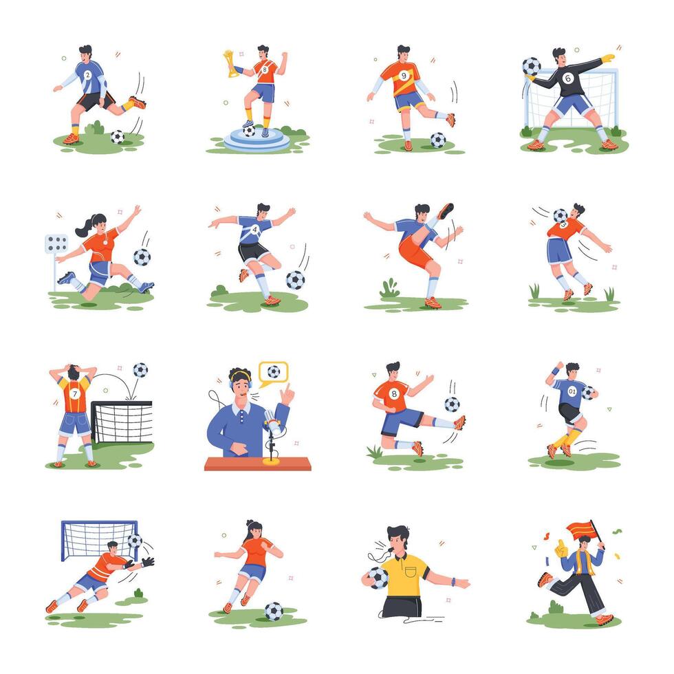 fotboll spelare platt illustrationer vektor
