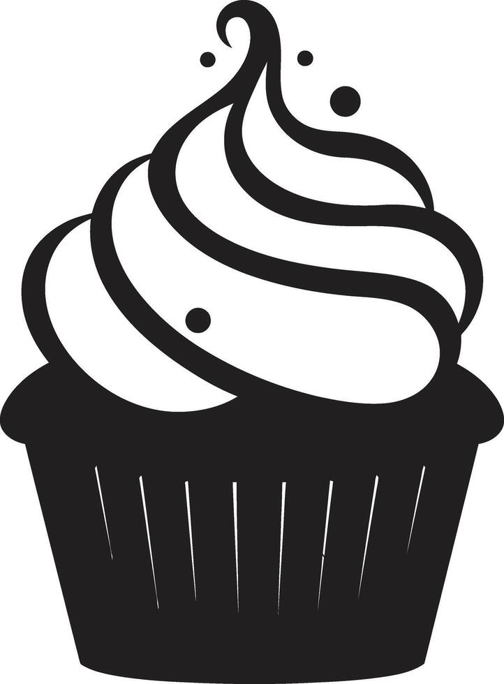 zuckerhaltig Freude Cupcake schwarz lecker Leckereien schwarz ic Cupcake vektor