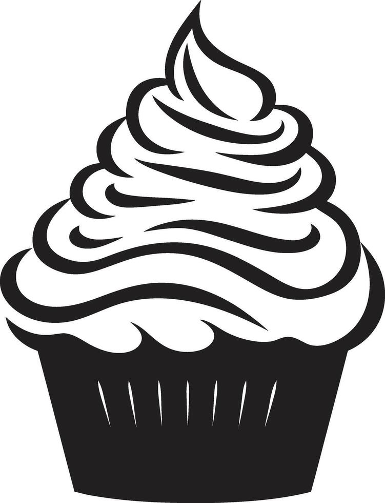 Bäckerei Glückseligkeit schwarz Cupcake Gourmet Versuchung Cupcake schwarz vektor