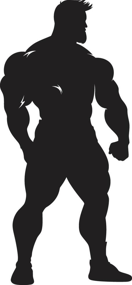 Graphit Gladiator voll Körper schwarz Kunst Silhouette von Leistung Bodybuilder ikonisch Glyphe vektor