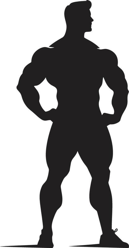 geschwärzt Sülze Bodybuilder ikonisch Glyphe Graphit Blick voll Körper schwarz vektor