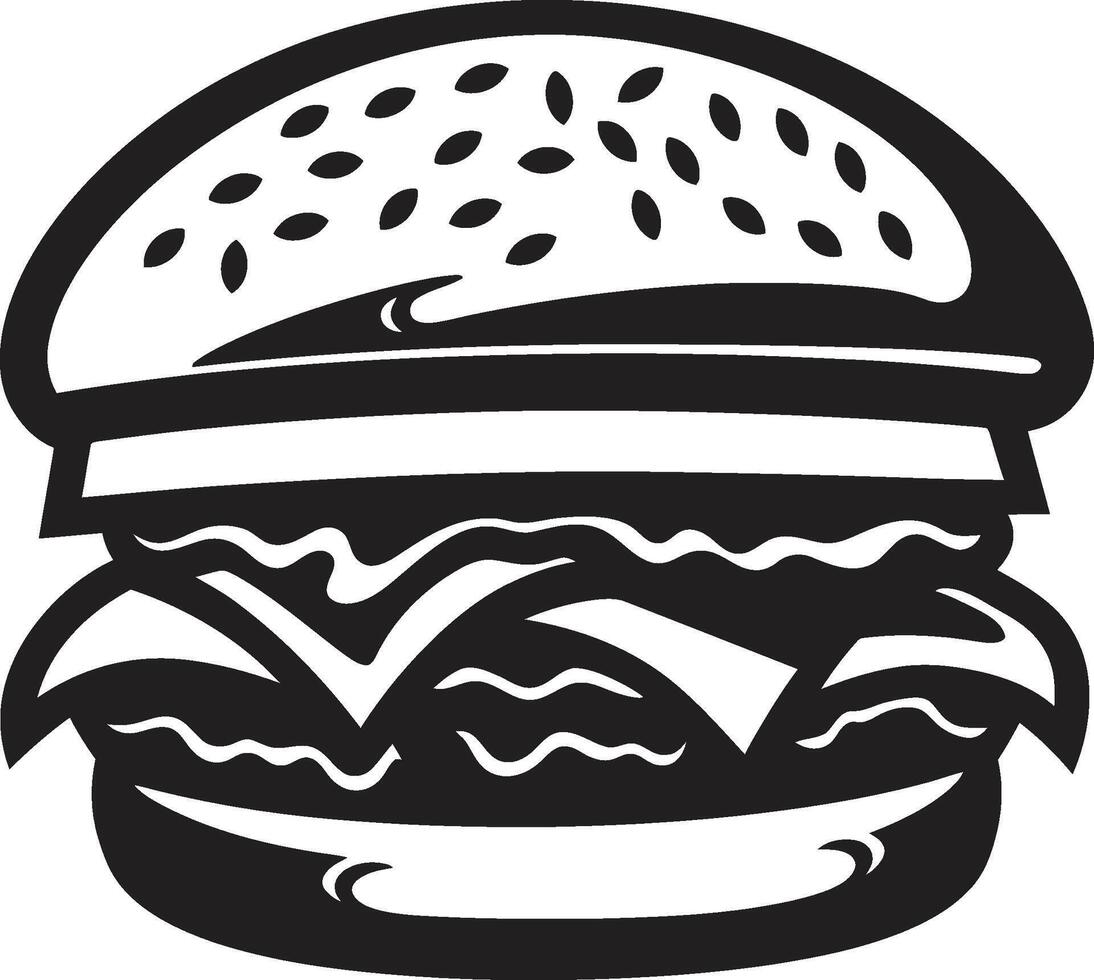 Burger Rätsel schwarz Logo Gourmet Geschmack schwarz Emblem vektor