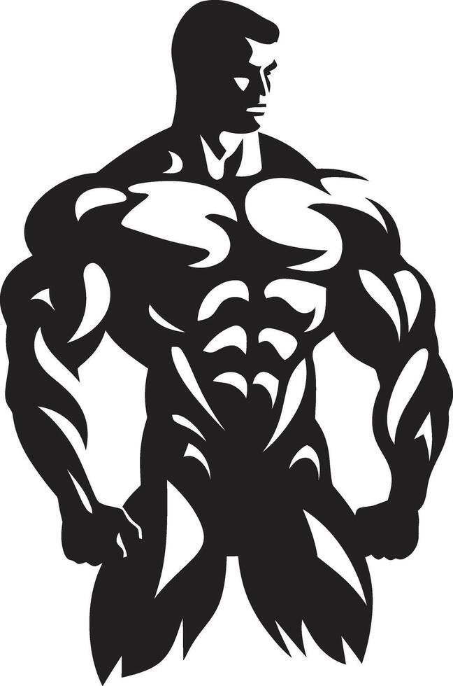 ebonisiert Körperbau Symbol voll Körper schwarz zum Muskel Symbole Muskel Schattenkunst voll Körper schwarz Logo zum Titanen vektor