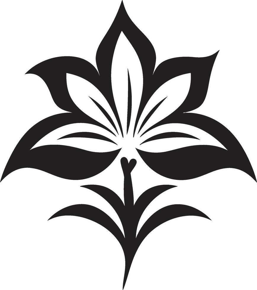 konstnärlig kronblad styling svartvit ikon mark botanisk elegans ikoniska emblem detalj vektor
