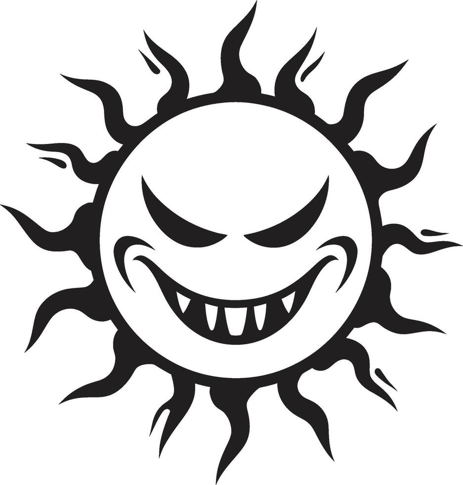 temperamentvoll Glanz schwarz Sonne Solar- Inferno wütend Sonnen Zorn vektor