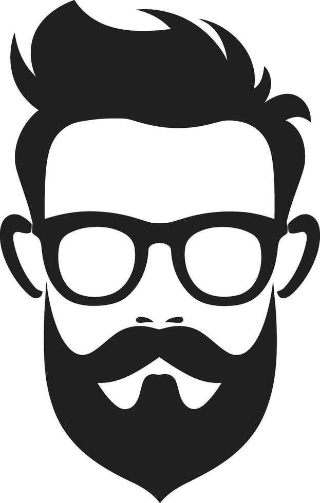 retro Stimmung Karikatur Hipster Mann Gesicht schwarz modern klassisch schwarz von Karikatur Hipster Mann Gesicht vektor