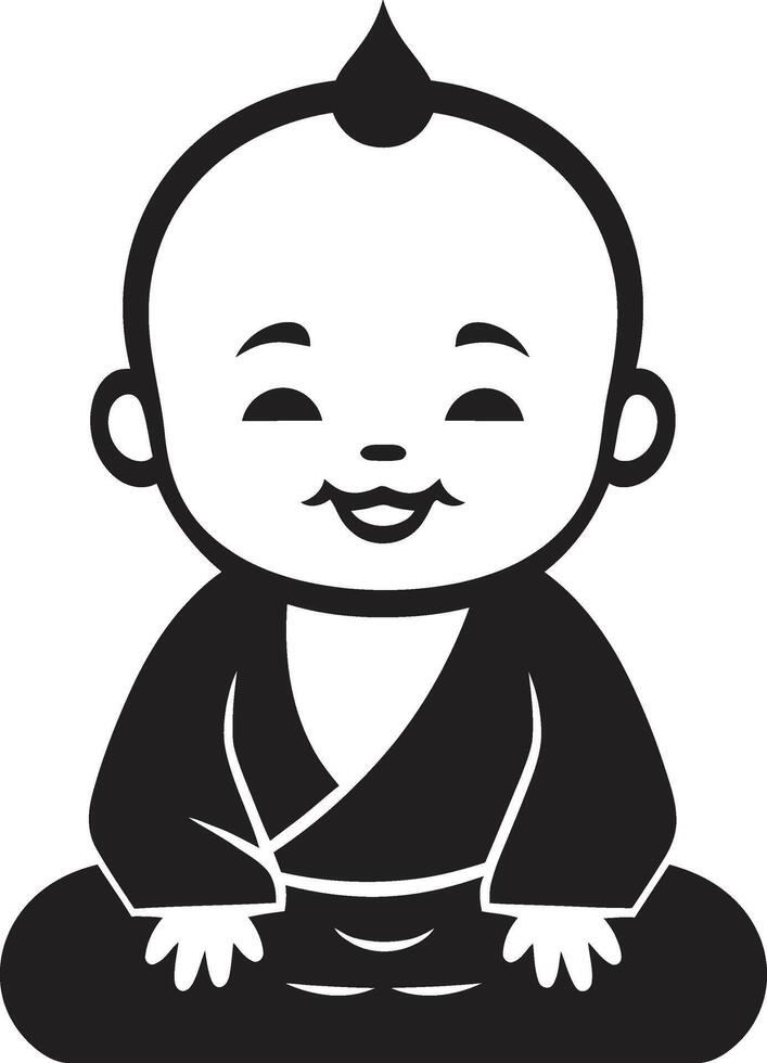zen unge svart buddha buddha bambino tecknad serie unge emblem vektor