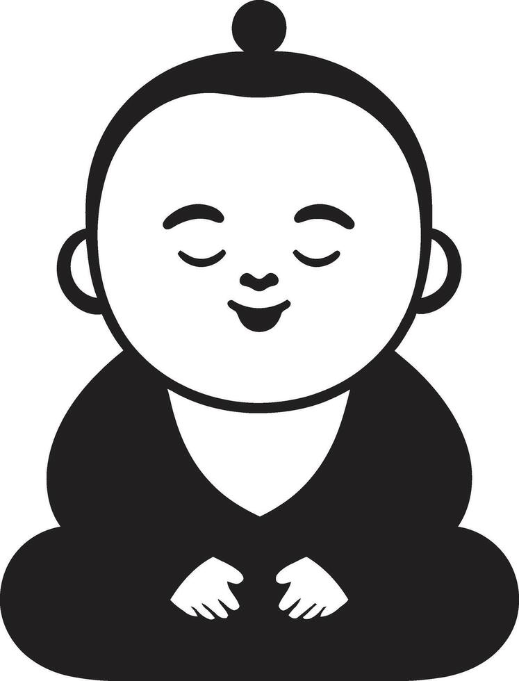buddha bambino tecknad serie unge emblem mycket liten lugn buddha vektor