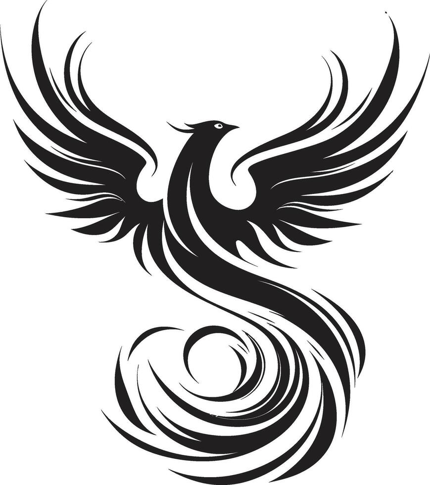 Flamme Feder Symbol schwarz ewig Phönix Flügel Emblem vektor