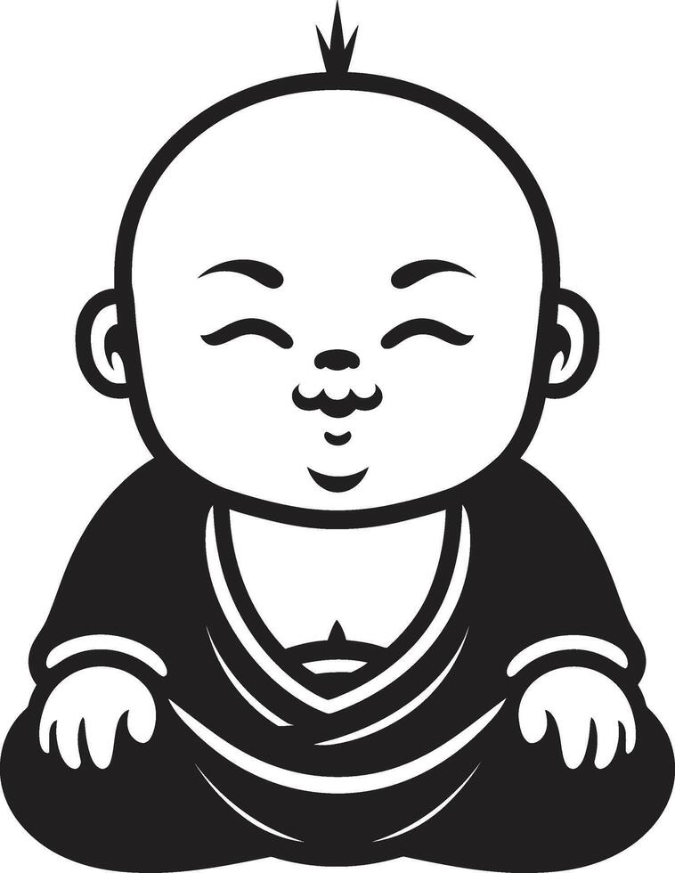 lugn sprite buddha emblem zen unge svart buddha vektor