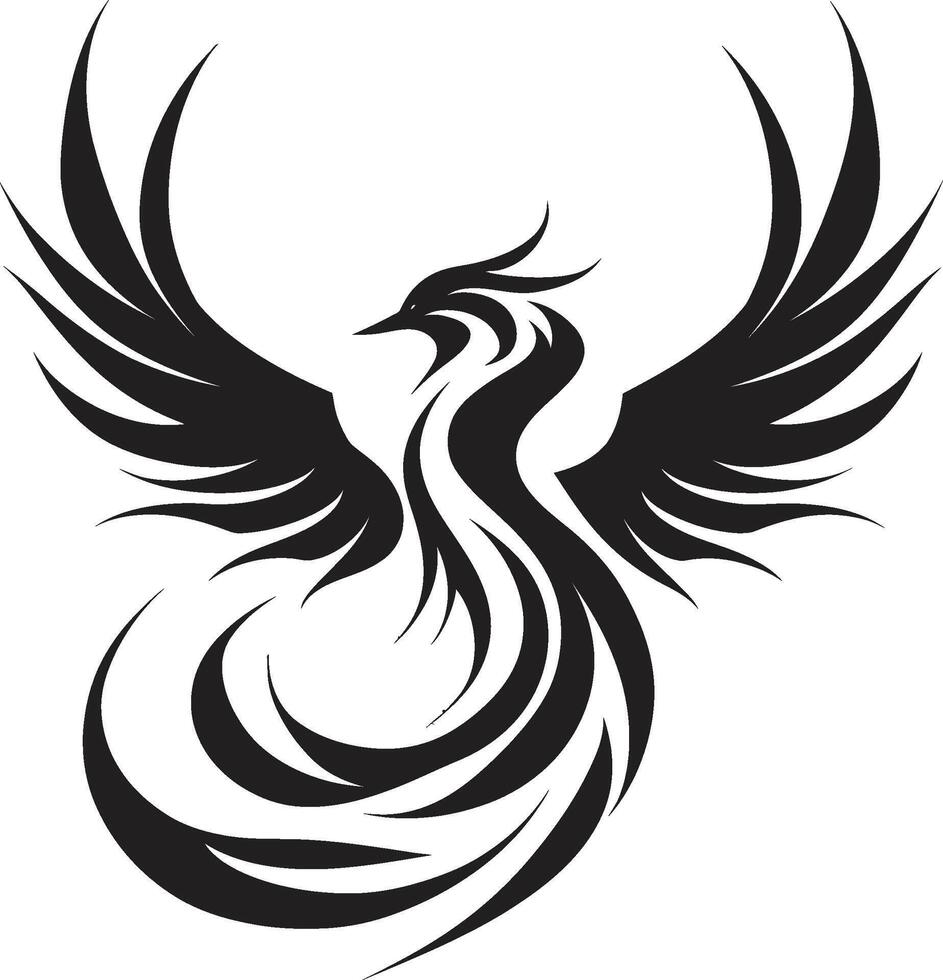 evig fågel Fenix vingar emblem inferno eldfågel svart emblem vektor