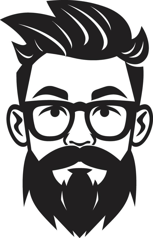 retro adrett Karikatur Hipster Mann Gesicht schwarz zeitgenössisch Charme schwarz von Karikatur Hipster Mann Gesicht vektor