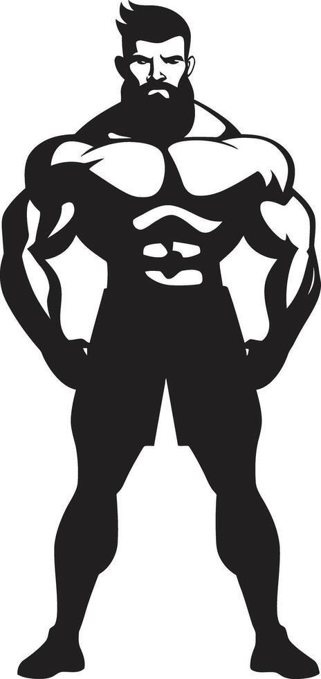 biegen Verschmelzung Karikatur Karikatur Bodybuilder im schwarz mächtig Persona schwarz von Karikatur Bodybuilder vektor