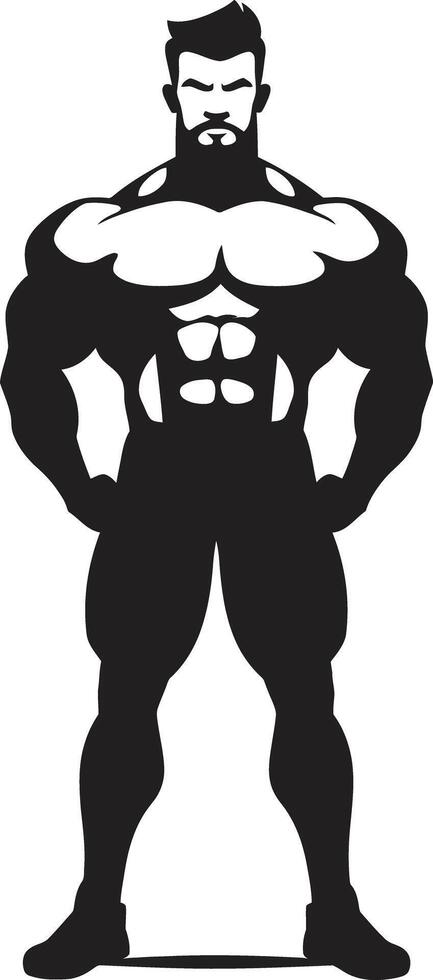 Comic Stärke Eindruck schwarz von Karikatur Bodybuilder im biegen ic Verschmelzung Karikatur Karikatur schwarz Bodybuilder vektor