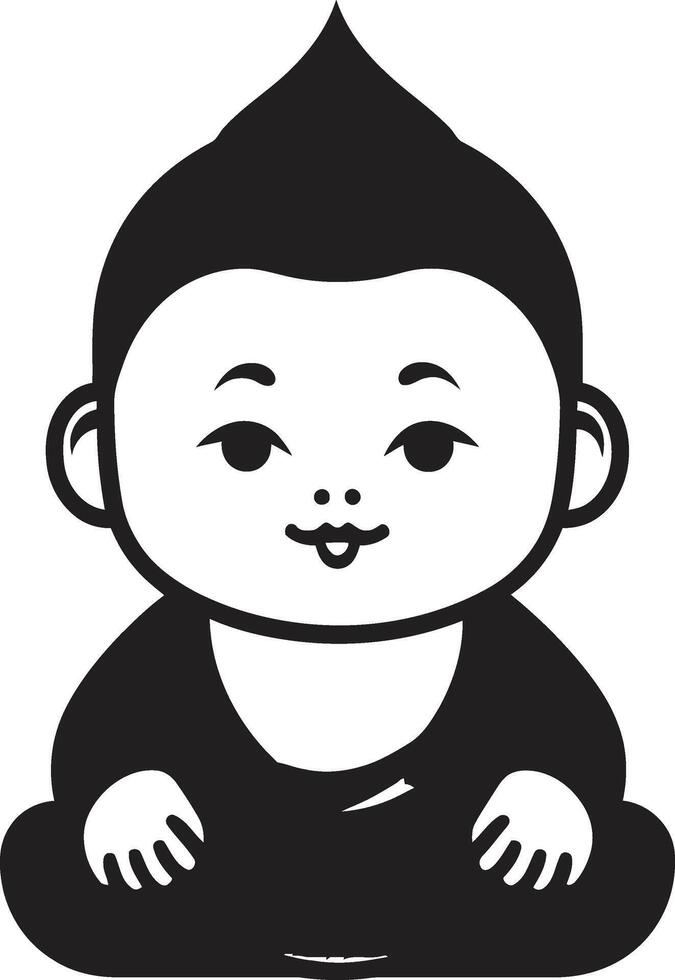 zen unge zen buddha bambino svart unge emblem vektor