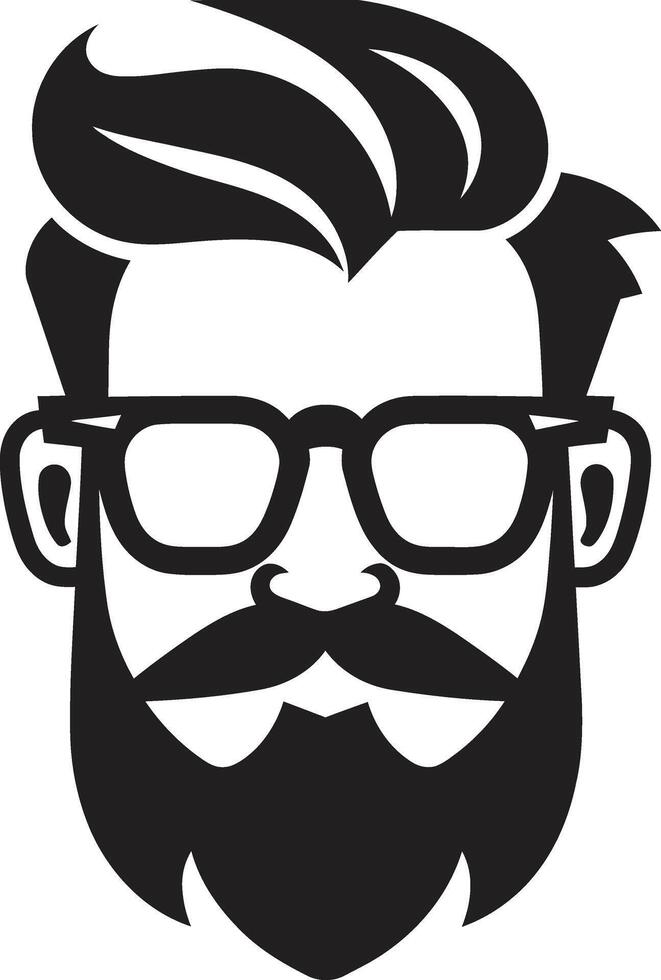 retro schick Karikatur Hipster Mann Gesicht schwarz zeitgenössisch retro schwarz von Karikatur Hipster Mann Gesicht vektor