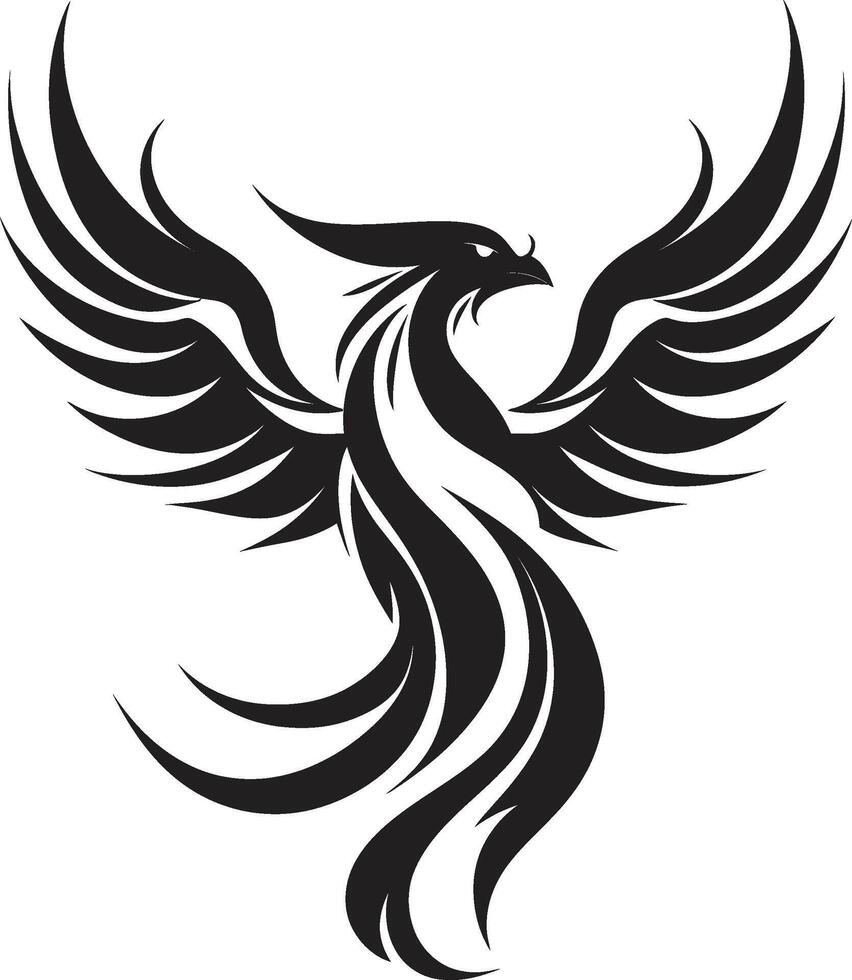 steigend von Asche unsterblich Feuervogel schwarz Emblem vektor