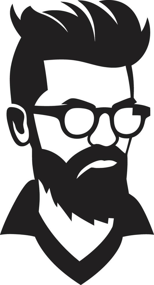 retro Städter Karikatur Hipster Mann Gesicht schwarz Jahrgang städtisch schwarz von Karikatur Hipster Mann Gesicht vektor