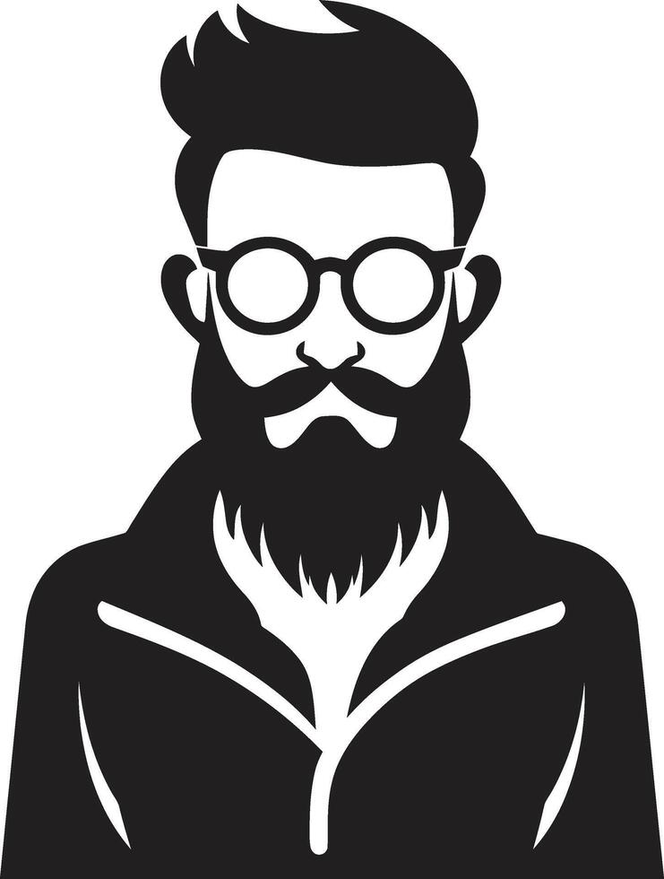 elegant minimalism hipster man ansikte tecknad serie i svart trendig boho tecknad serie hipster man ansikte svart vektor