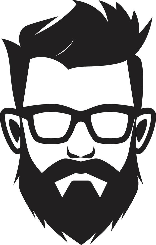 eklektisch Eleganz schwarz von Karikatur Hipster Mann Gesicht stilvoll Silhouette Hipster Mann Gesicht Karikatur im schwarz vektor