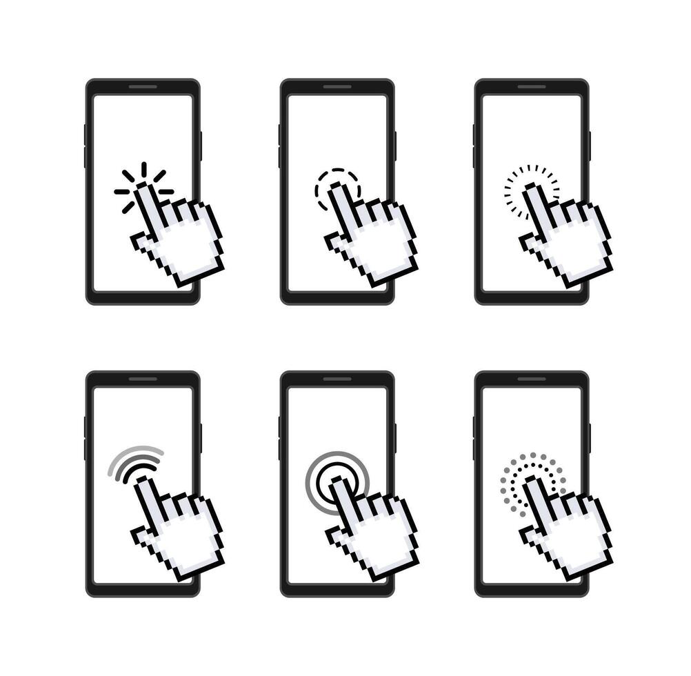 uppsättning av Rör skärm gester för smartphone gränssnitt. illustration vektor