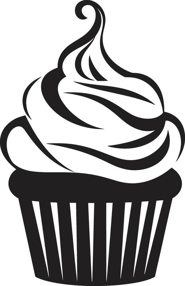 göttlich Süßwaren Cupcake schwarz lecker gefertigt schwarz Cupcake vektor