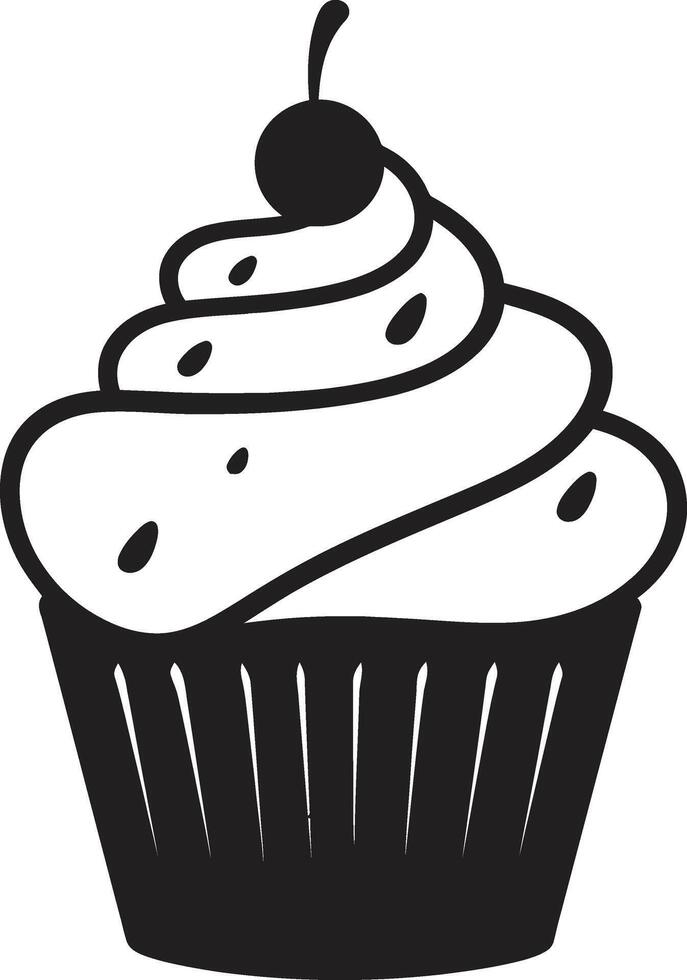 gebacken Freude Cupcake im schwarz göttlich Konfekt schwarz Cupcake vektor