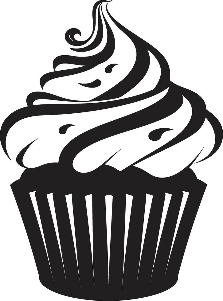 göttlich Genuss Cupcake im schwarz Süss Meisterschaft schwarz Cupcake vektor