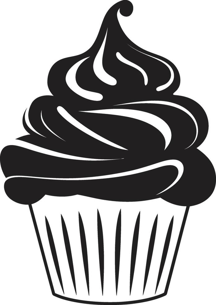 Zucker beschichtet Glückseligkeit schwarz Cupcake ausgepeitscht Perfektion schwarz Cupcake vektor