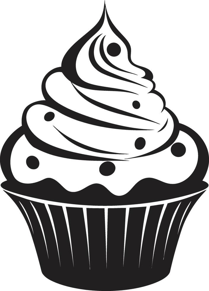 gefrostet Eleganz schwarz Cupcake ausgepeitscht Glückseligkeit schwarz Cupcake vektor