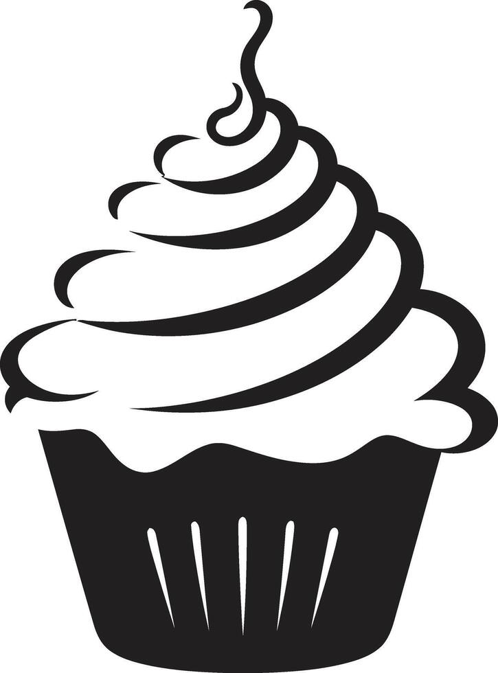 ausgepeitscht Glückseligkeit schwarz Cupcake gefrostet Eleganz schwarz Cupcake vektor