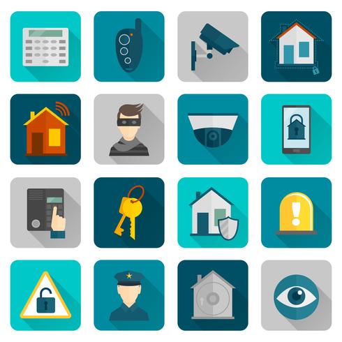 Home Security Icons flach vektor
