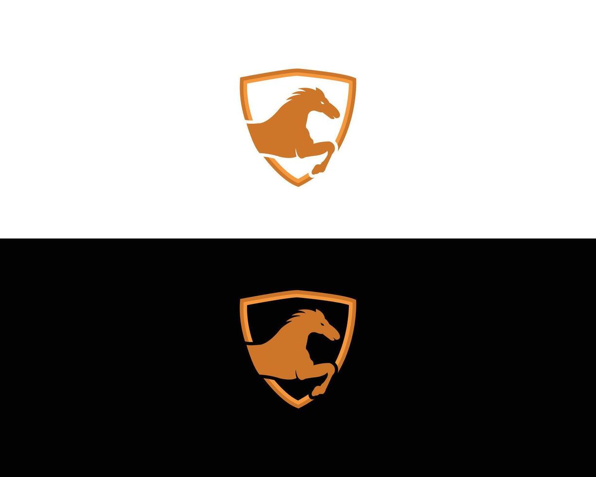 skydda häst Hoppar logotyp design mall. vektor