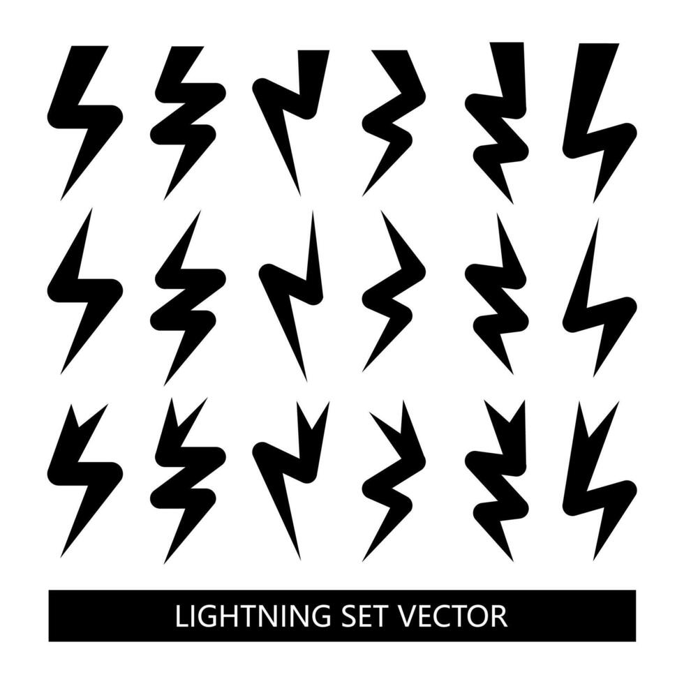 blixt- uppsättning . elektricitet symbol. vektor