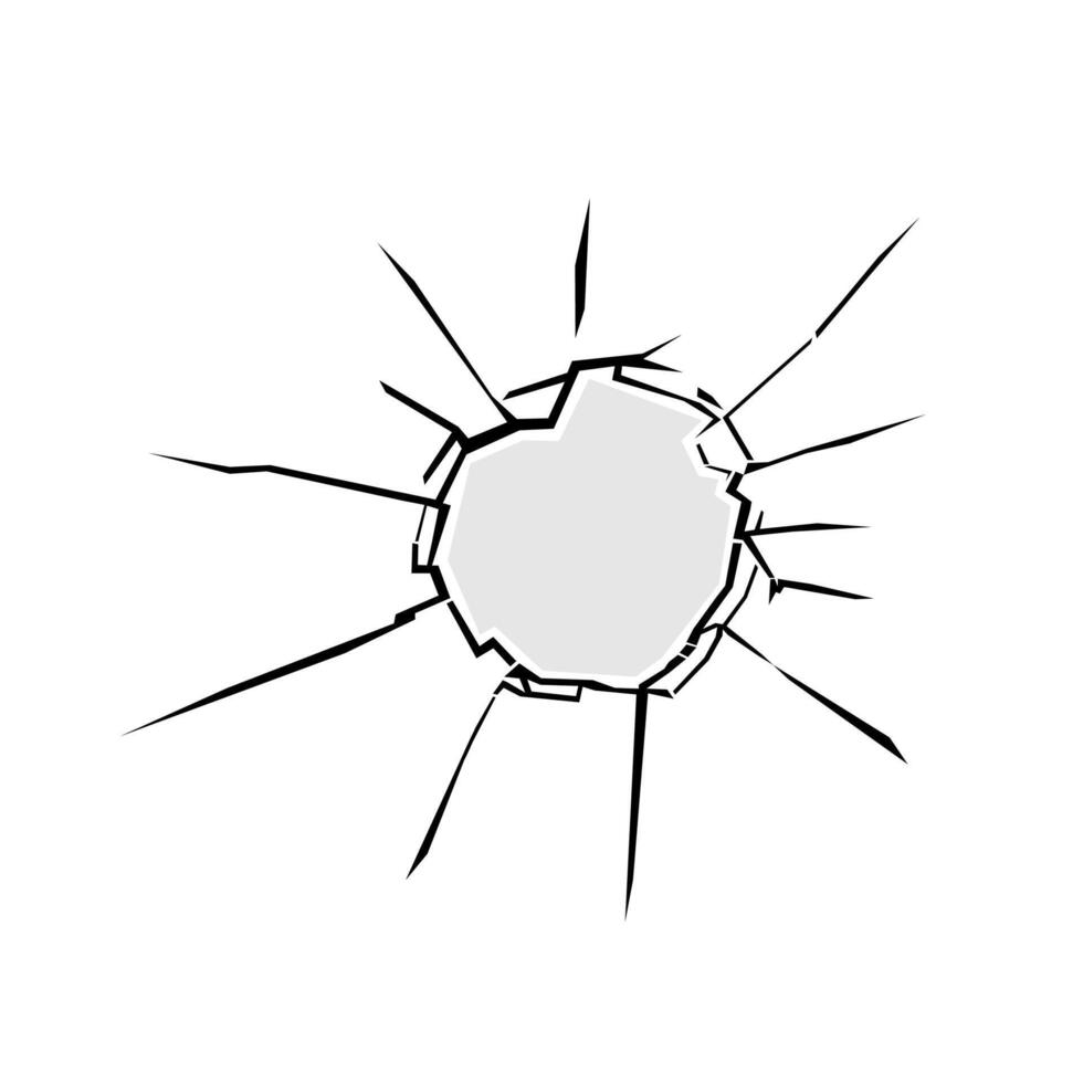 knäckt glas på vit bakgrund. bruten glas illustration. vektor